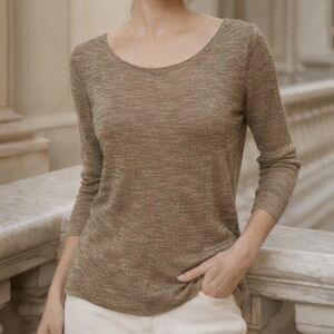 Falconeri Linen Blend Open Back Knit Top Made in Italy Size Small